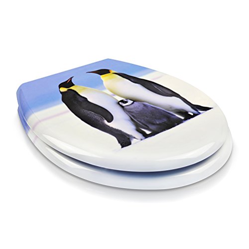 VENKON – Premium WC Sitz mit Absenkautomatik – Modell „Pinguin Familie“ – Toilettendeckel aus Duroplast (antibakteriell) inkl. Montagesatz (rostfreie Scharniere) - 7