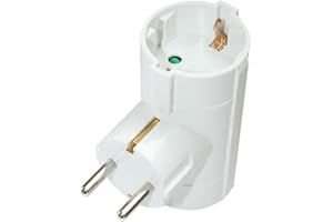 Silver Electronics - Adaptador doble de 2 tomas, enchufe en color blanco, potencia máxima de este ladrón es de 3680W, Corriente Nominal 10/16A, 250 Voltios, Protección Infantil. TUV