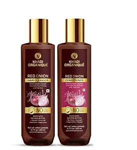 Khadi Organique Hair Care Combo Of Red Onion Shampoo and Conditioner (SLS & PARABEN FREE) - 400Ml