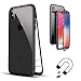 Produktbild LeeACC iPhone XS Max Hülle, iPhone XS Max Magnetische Hülle, Metall Bumper Eingebaute Magnetische Adsorption Transparent Gehärtetem Glas Back Cover für iPhone XS Max-6.5" Klar Schwarz