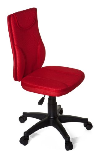 hjh OFFICE, 670420, Childrens Desk Chair, swivel chair, computer chair kids room, KIDDY BASE, red, mesh fabric, for children, ergonomic back, height adjustable, office task study chair,  home stool, armless, with soft-bottom rollers