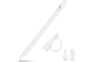 Vofolen for Apple Pencil Case 1st Generation Silicone Apple Pencil Cover Protective Sleeve+Nib Cover + Apple Pencil Cap+Cable Adapter Tether 4 Pack Accessories for Apple Pencil 1st Gen -White