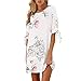 Produktbild Resplend Frauen Floral Beiläufige Kurze Minikleid Sommer Halbarm Kleid Bowknot Bandage Gerader Rock Lässig Locker Strandrock (Weiß, 2XL)