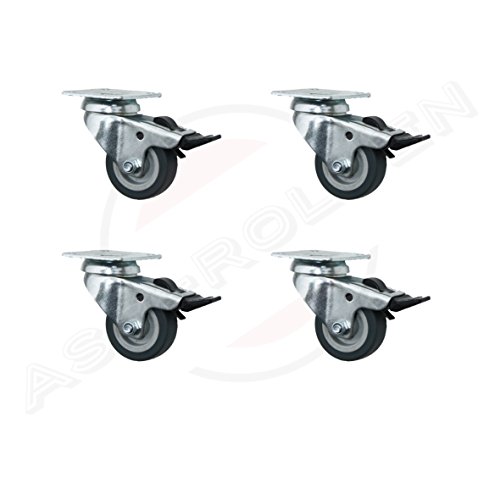 4 Stück 50 mm Apparaterolle Transportrolle als Lenkrolle mit Totalstop Möbelrolle