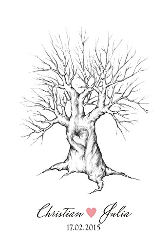 NEU wedding tree + Anleitung Fingerabdruckbaum Fingerprint tree Gästebuch - 2