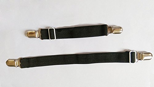 Angelkiss 4er-Pack Verstellbare Elastische Bettlakenspanner Betttuchspanner Spannbettlakenhalter mit Metallklammern für Bettlaken und dünne Bettdecken (schwarz) - 4