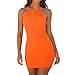 Produktbild Fuibo Kleid Damen, Frauen Sling ärmelloses Urlaubsparty Minikleid  Sommer kleid Abend kleid Party kleid Cocktail kleid (M, Orange)