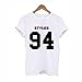 Produktbild feiXIANG Mode Frauen Damen Brief Print Sport Top Bluse Brief Kurzarm T-Shirt (XL, Weiß)