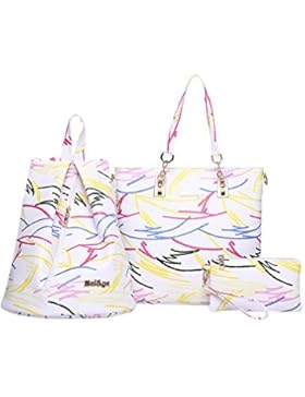 Damen Elegant Leder Handtaschen Set Schulter Beuteltote Schultaschen Hobo Set