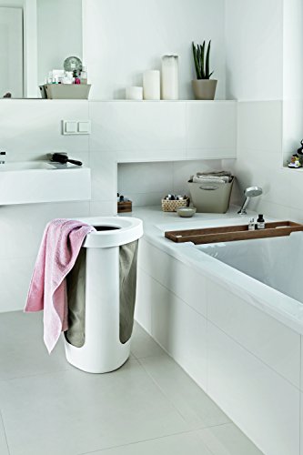 Rotho 1003001100 Wäschesammler (Fabu/Wäschekorb in weiß, mit Herausnehmbarem Wäschesack in Pastell, 1 x (40, 8 x 40 x 62, 1cm) Wäschesammler, Plastik) grau - 3