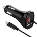 Price comparison product image VOXON USB Car Charger with Type C Cable 1M, Car Adaptor QC 2.0 Dual Port, Black