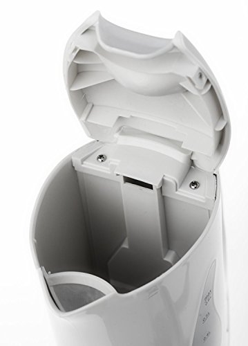Mini-Wasserkocher, Reisewasserkocher mit 0,6l Fassent, Trockenkochschutz,Verriegelter Sicherheitsungsvermögen, automatische Abschaltung, Elektrischer Teekocher, Leistung von 760W, weiß, Wasserstandsanzeige,Hochwertiger Edelstahl Boden mit verdecktem Heizelemklappdeckel - 6