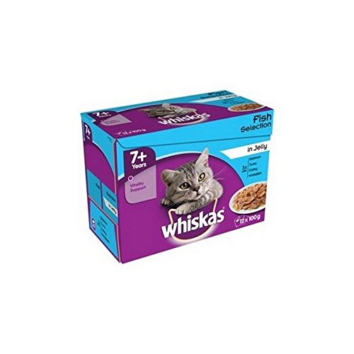 Preisvergleich Produktbild Whiskas Senior Beutel Fisch Auswahl In Gelee 100Gm 12 Pack (1.2Kg)