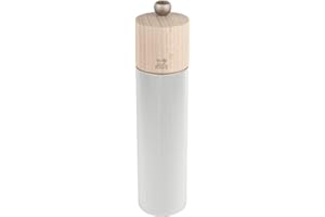 PEUGEOT - Salzmühle Line 22 cm + Steinsalz - Klassische Mahlgradeinstellung - Aluminium und recyceltes Holz mit PEFC-Siegel - Französisches Know-howreich - Alufarben