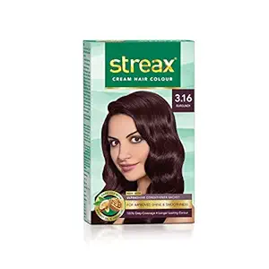 Streax Cream Hair Color, 120ml - 3.16 Burgundy (Pack of 1)