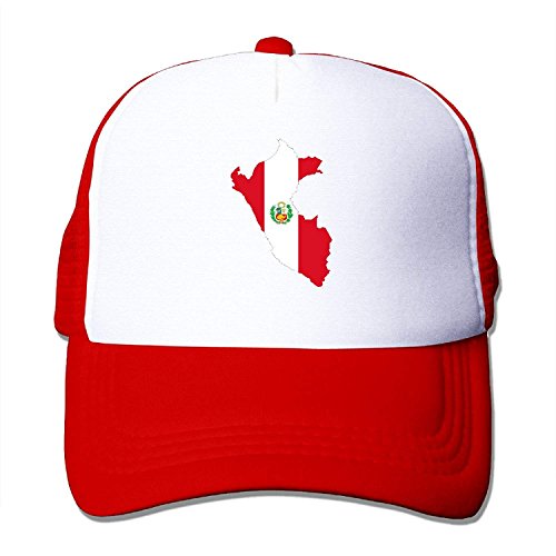 Preisvergleich Produktbild Peru Flag Map Classic Baseball Hats Adjustable Plain Red
