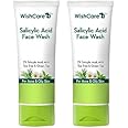 WishCare 2% Salicylic Acid Face Wash for Women & Men with AHA, GreenTea, Chamomile & TeaTree - Face Wash for Oily Skin & Acne Prone Skin 100ml (Pack of 2)