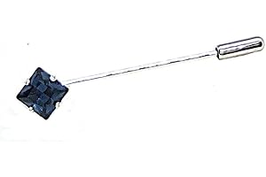 FASHIONITALIAN Spilla per Cravatta e Plastron Blu Quadrata con Strass Cristalli placcata Argento spilli per Sposo da Ascot Made in Italy