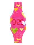 Kiddus Kinder Mädchen und Jungen Uhr Digitale LED und Langlebige Batterie Silikon Armband KI10204 Herzen