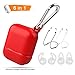 Price comparison product image AirPods Case 6 in 1 Airpods Accessories Kits Protective Silicone Cover and Skin for Apple Airpods Charging Case with Airpods Ear Hook Grips/Airpods Straps/Airpods Clips/Skin/Tips/Grips Red