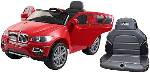 BMW X6 Red, Original Licenced Battery Powered Electric Ride-on Kids Car with Stitched Leather Seat, 2x Engine, 12 V Battery, With Parental Remote Control, Rechargeable Battery.