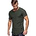 Produktbild Herren T-Shirts Ursing Basic Shirt Rundhalsausschnitt Hip Hop Einfarbig Slim Fit Bluse Kurzarmshirt Casual Tees Sweatshirt Mode Blusen Streetwear Sportlich Sommerkleidung Sommer Tops (M, Grün#)