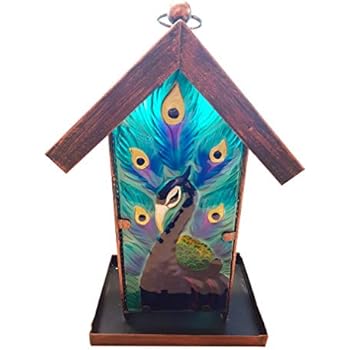 Fountasia Hanging Kingfisher Solar Bird Feeder Metal Glass
