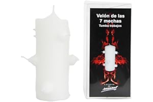 VELAS MARIANO Velón Blanco 7 Mechas para Rituales de Limpieza, Purificación y Paz • 16 cm Alto x 5,5 cm Ancho • Vela Esotérica para Armonía, Protección Espiritual y Nuevos Comienzos