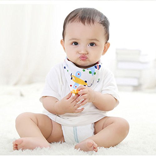 Labebe – Baby Dreieckstuch Lätzchen Spucktuch 10er Pack mit süßen Motiven in unterschiedlichen Farben aus 100% Baumwolle - 8
