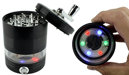 Grinder XXL Gigant LED Power Skuff mit Fenster 3-tlg - GYD Amsterdam - Ø70mm H85mm Crusher mit Skuff-Deck