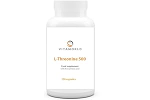 Vita world L-Threonine 500mg l 120 Capsules l Essential Amino Acid l Vegan l no aunwanted additives l Made in Germany