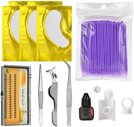 B Baosity Professional Eyelashes Extensions Set Grafting Eyelash Tools Kit Accessories for Starters Beginners Practice or False Eyelashes Application Training - Purple, as described