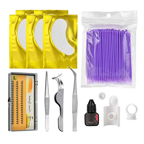 B Baosity Professional Eyelashes Extensions Set Grafting Eyelash Tools Kit Accessories for Starters Beginners Practice or False Eyelashes Application Training - Purple, as described