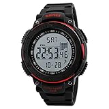 Armbanduhren Mode-Accessoires, Herren Outdoor Wasserdichte 3D Schrittz?hler Kalender Stoppuhr Sport Armbanduhr - Rot