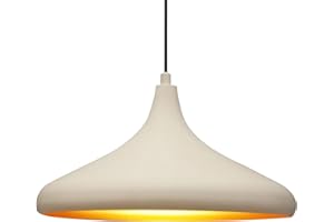 bamyum Champion Lampara Colgante 35 cm, Lámpara de Cocina, Lámpara Techo Colgante Vintage, Lámpara de Techo con Pantallas y Lámpara de Isla de Cocina de Metal de Lámparas de Techo, Blanco