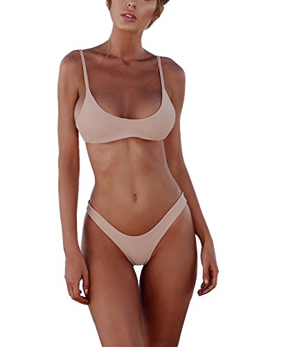Yuson Girl Tops de Bikini, Bikini Mujer 2018 Push up Bikini Traje de baño de Playa Sexy Beach Bikini Set Color Sólido (Rosado, L / ES40)