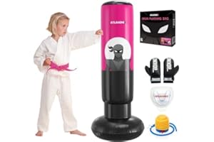 ATLASONIX Boxsack für Kinder, aufblasbarer Kinder-Boxsack für Kinder von 5–10 Jahren, Boxsack für Teenager, Bop-Bag, Geschenke für Jungen, Karate, Kickboxen, Taekwondo-Ninja-Spielzeug