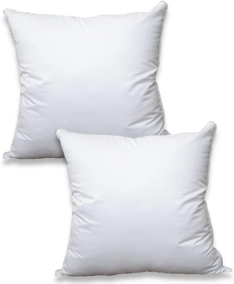 Cushion Inserts Pads (Pack of 2) 45 x 45 cm (18x18 Inches) - White Hollowfibre Bounce Back Cushion Inner - Plump Square Cushion Pads for Sofa, Couch & Decorative Pillow Fillers – Made in UK