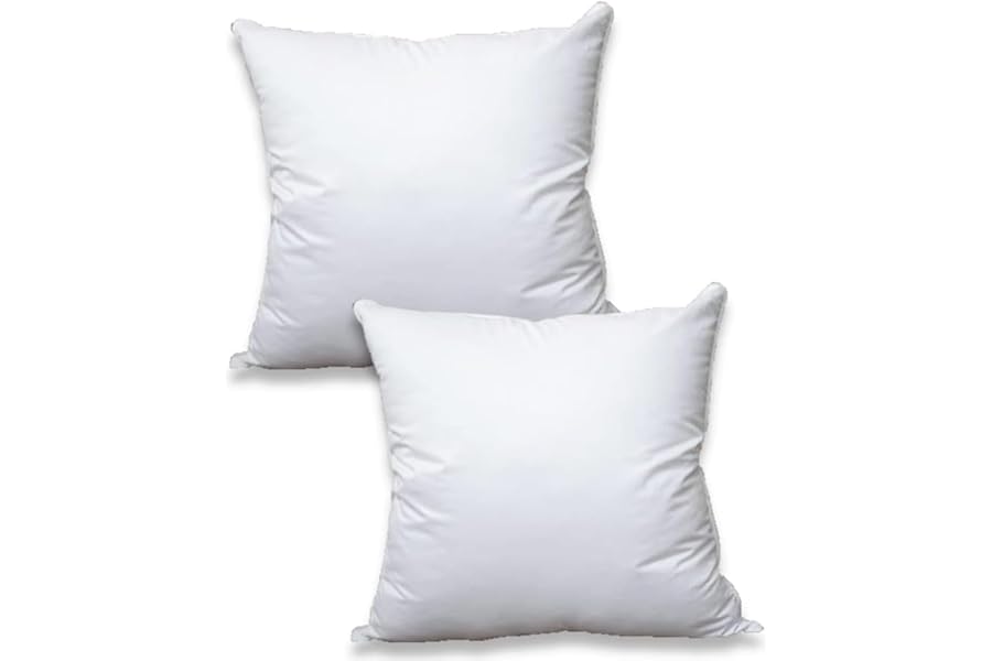 Cushion Inserts Pads (Pack of 2) 45 x 45 cm (18x18 Inches) - White Hollowfibre Bounce Back Cushion Inner - Plump Square Cushion Pads for Sofa, Couch & Decorative Pillow Fillers – Made in UK