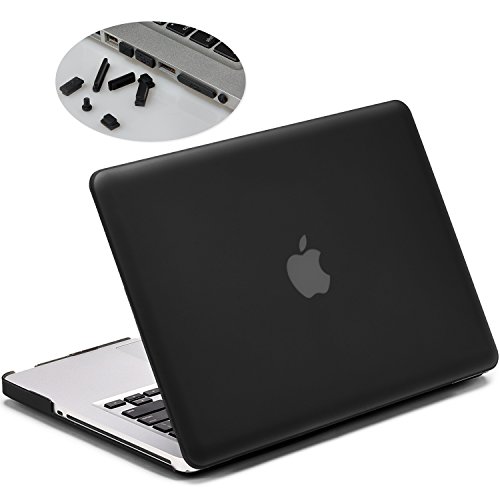 Matte Hartschale für MacBook Pro 13 Zoll CD-ROM mit Mini DisplayPort (A1278), LENTION Durchsichtige Plastikabdeckung & Schale für Mac Book Laptop, matte Hülle mit Gummifüßen, mit Anti-Staub Port Stecker - Transparent Schwarz