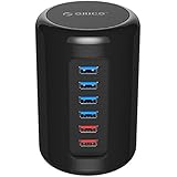 ORICO 36W 4-Port USB 3.0 Hub plus 2 x 2.4A Fast Charging Ports with Power Adapter for Smart Phones, Tablets and More