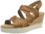 Gepolsterte Lederdecksohle Gabor Shoes Damen Basic Riemchensandalen, Beige (Cognac), 38 EU
