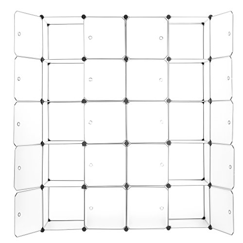 LANGRIA Stufenregal 20-Kubus Regalsystem Lagerregal Kleiderschrank Garderobe mit Transluzenten Platten für Kleidung, Schuhe, Spielzeug und Bücher - 4