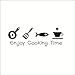 Produktbild *enjoy cooking time* Englische Sprüche Wandsticker Wandbild Wandtattoo Wandaufkleber Wandbilder Aufkleber Deko. PVC abnehmbar Schwarze Schrift für Wohnzimmer Küche