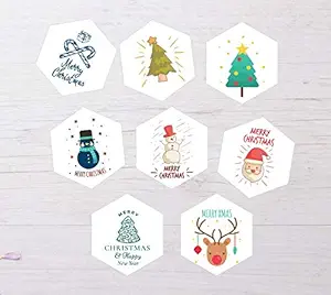 Visual Creation Merry Christmas Tag Cards I Set of 60 ( 4 cm x 4.5 cm) White with Clip Binding Lace