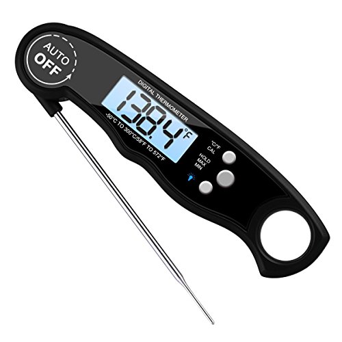 SANNU Digitales Fleisch Thermometer Sofort lesen Thermometer mit Long Probe & Back Licht, wasserdicht Küche Thermometer für Kochen Fleisch BBQ Türkei Grill, Wasser, Milch,Schnell & Auto Ein / Aus