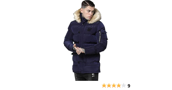 silk silk fur hood padded jacket