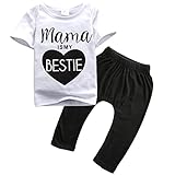 Baby Girls Boys Short Sleeve "Mama is my bestie"Top and Pants Outfits