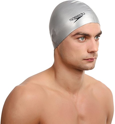 Speedo Palin Silicone - Gorro de nataci  n para hombre  tama  o   nico  color plateado
