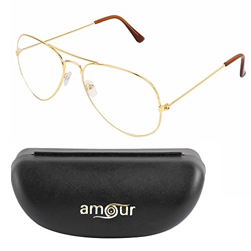 Amour Large Size Golden Spectacle frame with dummy lenses { 46W-C-GD-NI } RS.199 (72.00% Off) - Amazon